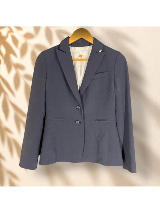 Tahari Jackets & Blazers - Tahari Blazer Women 2P Petite Blue Button Up Collared Long Sleeve Lined Pockets